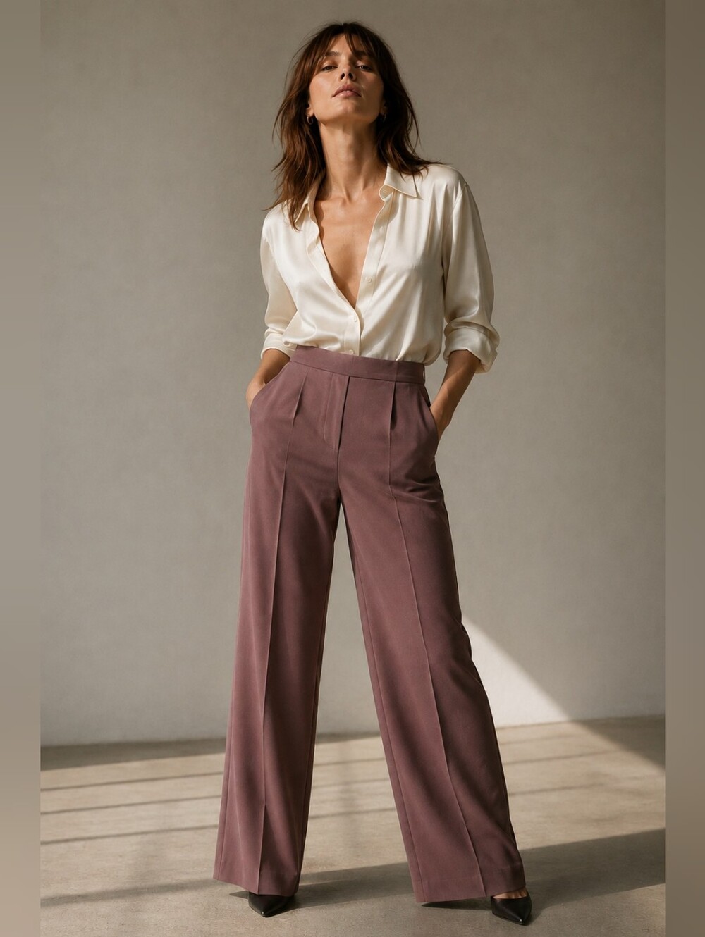 Babaton by Aritzia High-Waisted Mauve Tailored Wide Leg Pants – Size 00